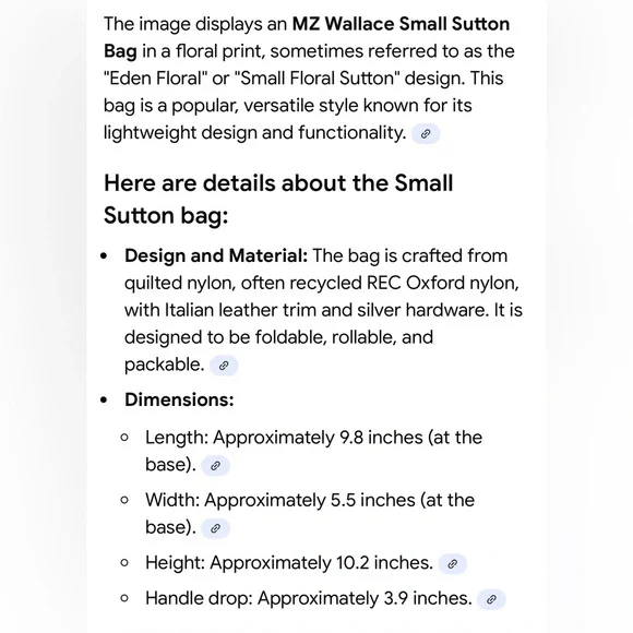 MZ Wallace  Black/Blue Small Floral Sutton bag with Blue Stripe - Picture 10 of 14